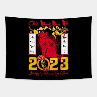 Chuc Mung Nam Moi Tet 2023 Happy Vietnamese New Year Cat Men Tapestry