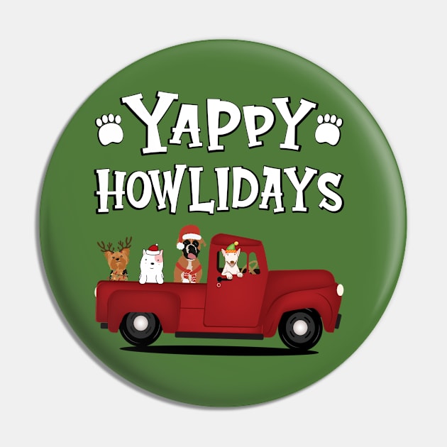 Yappy Howl-idays (White Text) Pin by Blended Designs