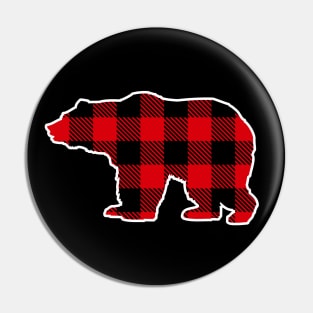 Bear Red Plaid Pattern Christmas Pajama Funny Gift Pin