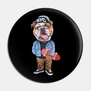 Funny English bulldog - Skateboard Pin