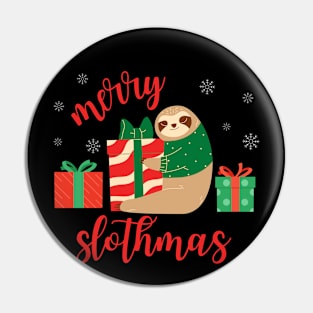 Merry Slothmas Sloth with Christmas Presents Pin