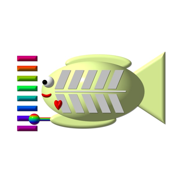 Cute X-Ray Fish with a Xylophone by Artist4God