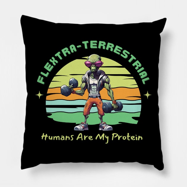 Felxtra-Terrestrial Pillow by Kenny The Bartender's Tee Emporium