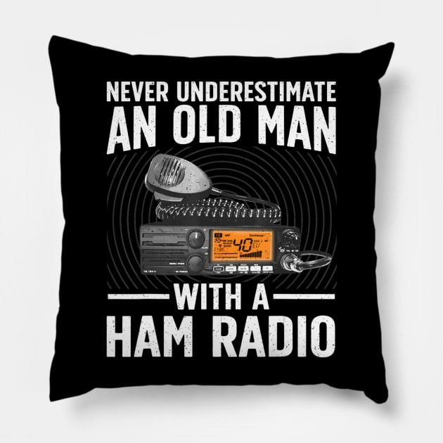 Ham Radio Art For Grandpa Men Amateur Radio Ham Operator Pillow by Mitsue Kersting