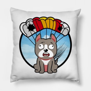 Silly grey dog has a broken parachute Pillow