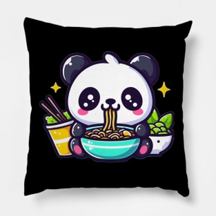 Panda Eating Ramen Pillow