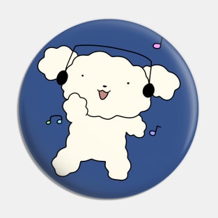 Dancing Headhpnoes White Fluffy Dog Pin