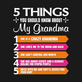 5 Things You Should Know About My Grandma Unique Tee Gift Boys Girls T-Shirt