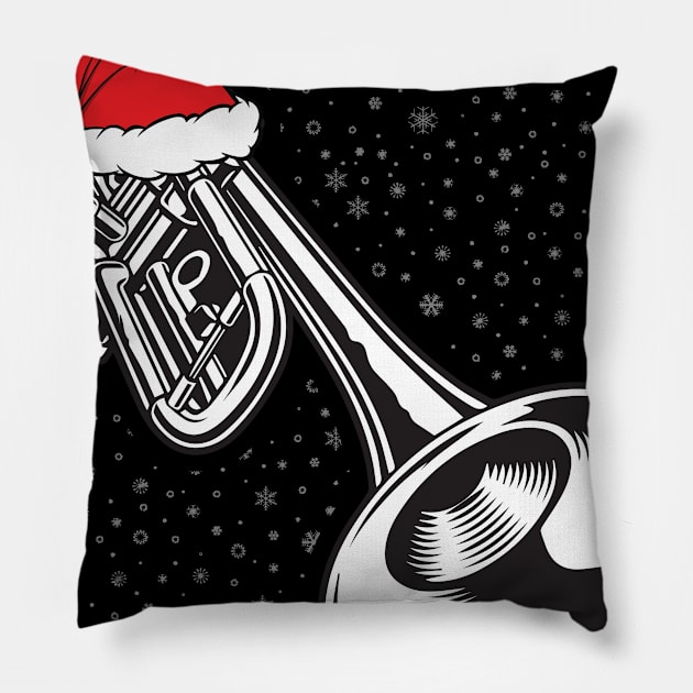 Christmas TrumpeTShirt Santa Trumpet Pillow by finchandrewf