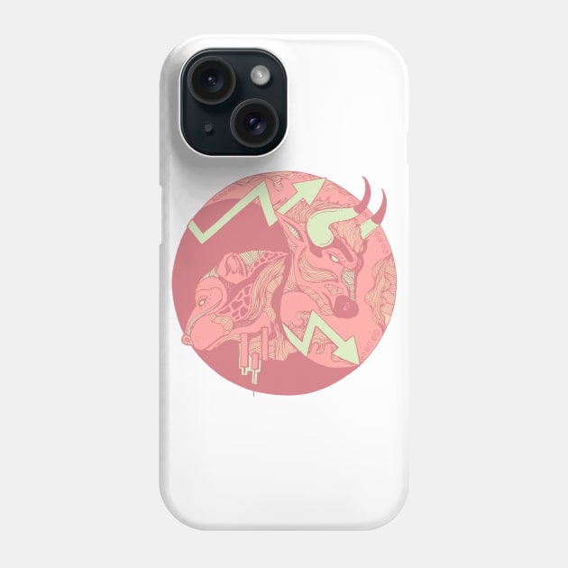 Lpink Bull and Bear Phone Case by kenallouis