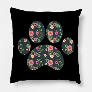 Cute Puppy Paw Floral Design Pillow