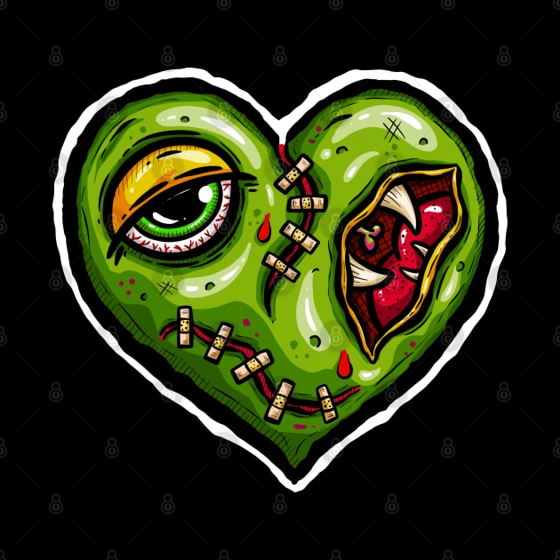 Zombie Heart Stitched Plaster Green Valentines Day by Squeeb Creative