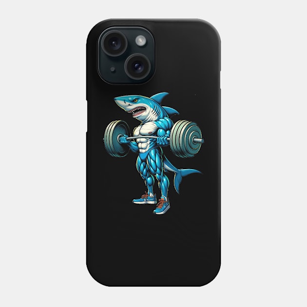 Cool Shark Fitness Workout Gym Training bodybuilding Weight Phone Case by AE Desings Digital