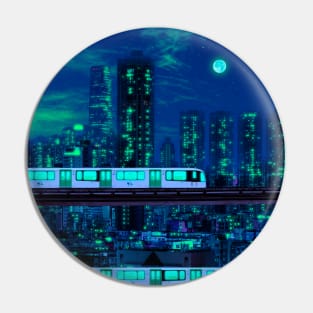 Skyscraper neon aesthetic Pin