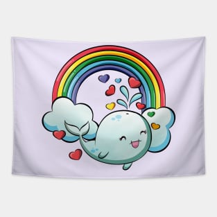 Sunny Wendy Whale Slides On Rainbows All Day Tapestry