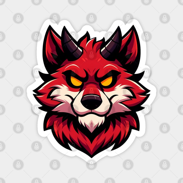 Red Demonic Furry Anthro Wolf Magnet by Blue Bull Bazaar