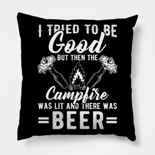 funny beer campfire gift camper Pillow