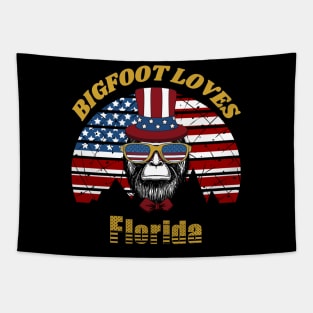 Bigfoot loves America and Florida Tapestry