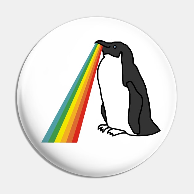 Animals with Rainbow Puke Penguin Pin by ellenhenryart