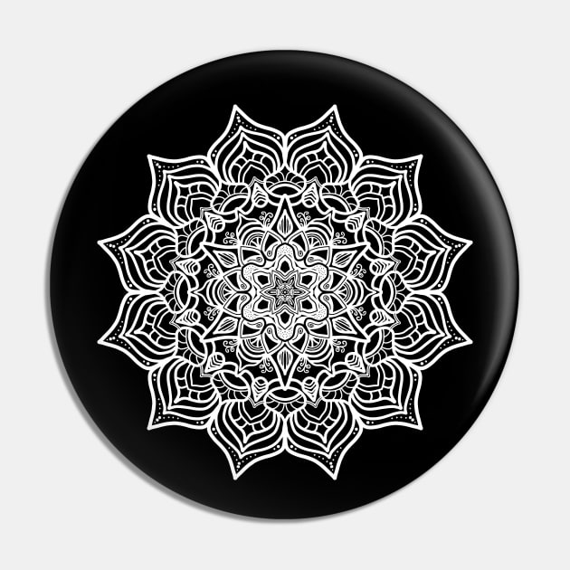 White Mandala Pin by FlyingWhale369