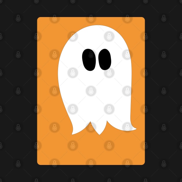 Cute ghost cartoon with BOO text in an orange frame by Angel Dawn Design