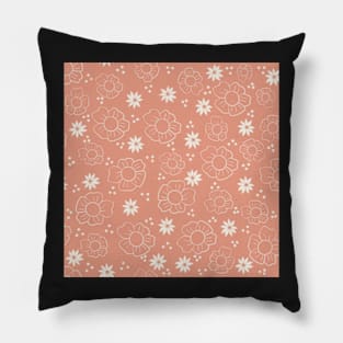 Botanical  Peach and White Pattern Pillow