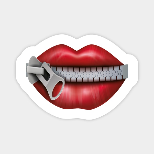 ZIPPED LIPS KAWAII DESIGN ANIME MOUTH SEXY KAOMOJI LIPS EMOTICON CARTOON Magnet by Chameleon Living