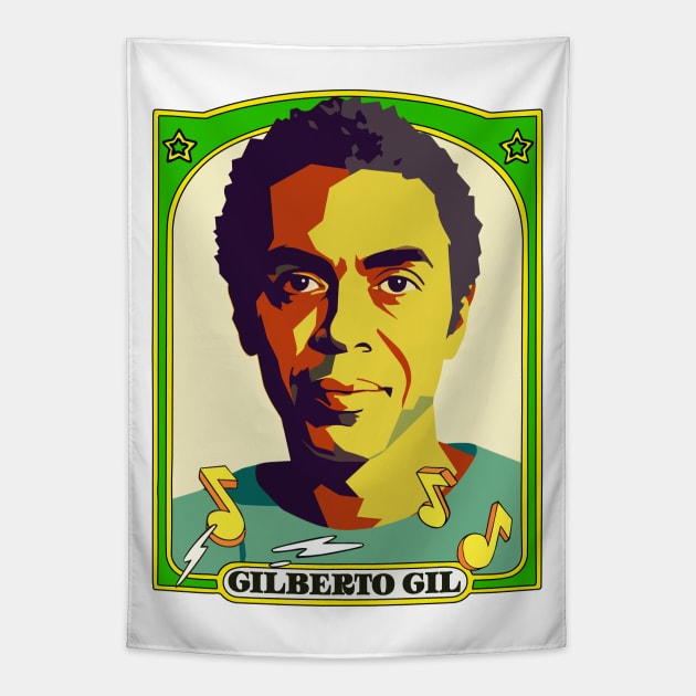 Gilberto Gil = Retro Original Fan Art Design Tapestry by DankFutura