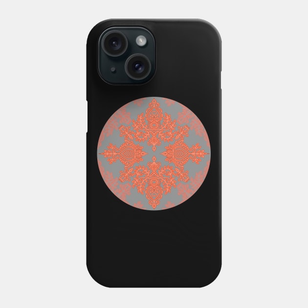 Burnt Orange, Coral & Grey doodle pattern Phone Case by micklyn