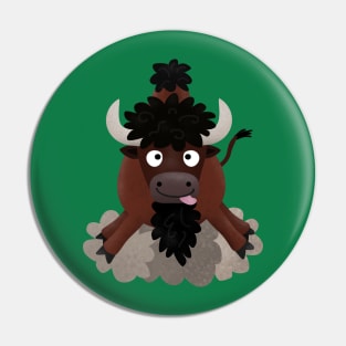 Funny buffalo bison cartoon illustration Pin