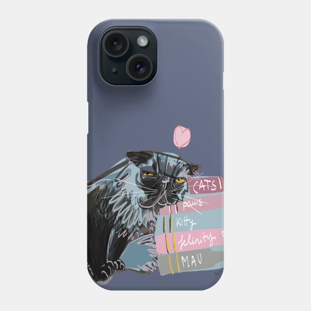 Alfredo-Cat Persian cat lovers books pink Phone Case by belettelepink