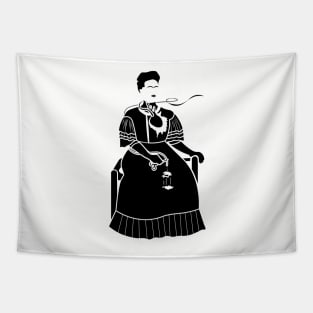 Sitting Frida - Black Tapestry