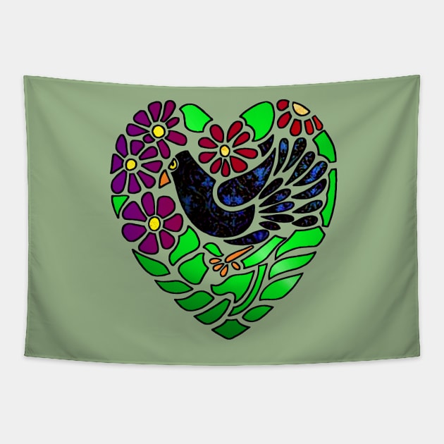 Gothic Bird in Heart Tapestry by Jan4insight TeeStore