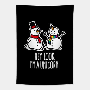 Snowman Hey look I'm a Unicorn Christmas Winter Sports Tapestry