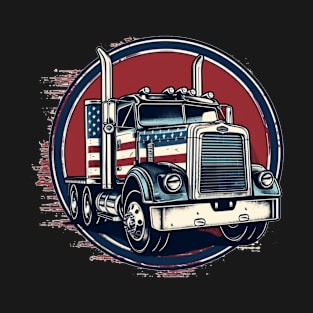 Distressed grunge classic cabover truck or lorry a big rig T-Shirt