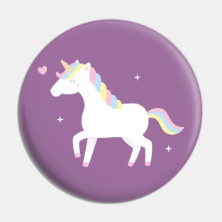 Cute White Unicorn With Pastel Mane Pin