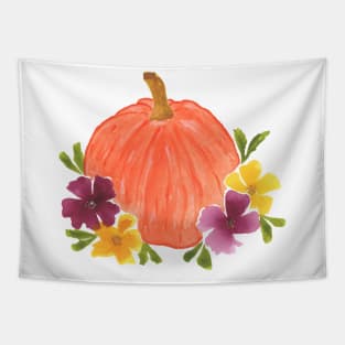Fall Pumpkin and Flowers Tapestry