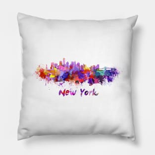 New york skyline in watercolor Pillow