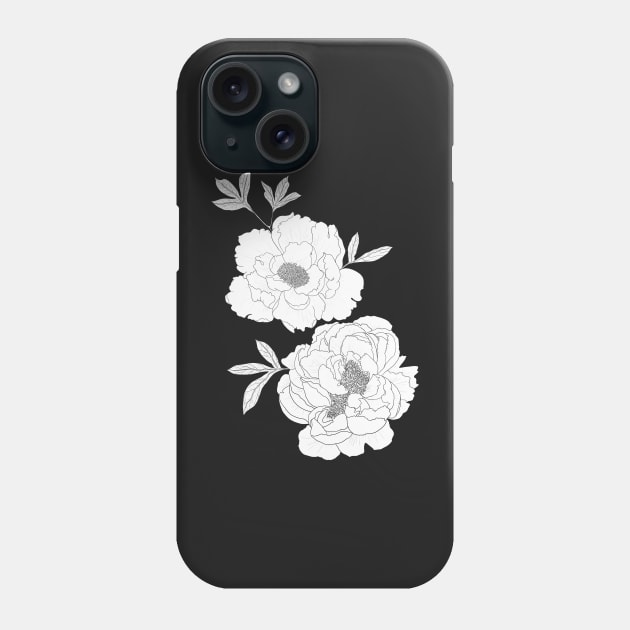 Black Peony Pattern Phone Case by AnitasArtStore