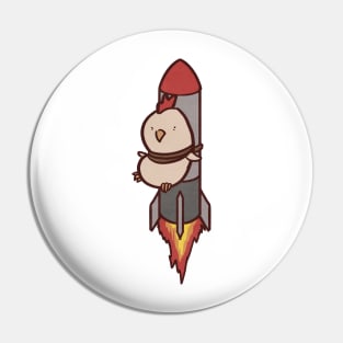 Cute Cartoon Chicken Rocket Pin