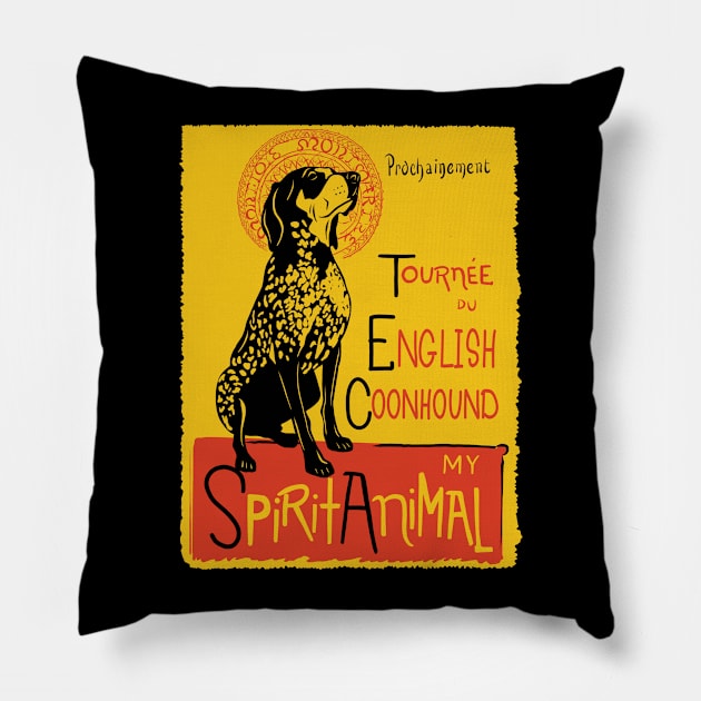 Funny American English Coonhound Cute Dog Chat Noir Mashup Art Pillow by Get Hopped Apparel