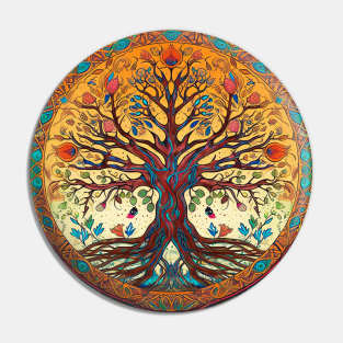 Wisdom's Blossom: Blooming with the Tree of Life Mandala Pin