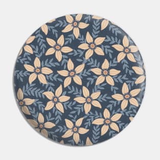 Beige flower stars in powdery blue mist Pin