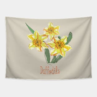 Beautiful Daffodils Vintage Flowers Hand-painted Tapestry