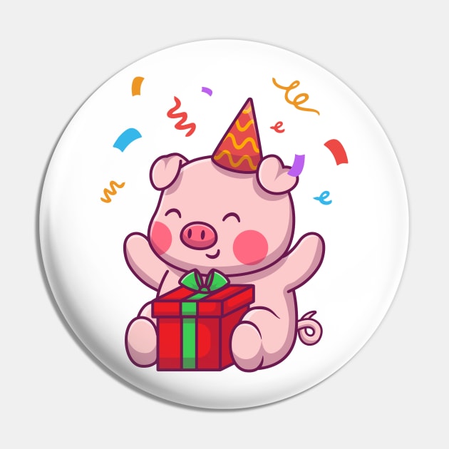 Cute pig with gift Pin by Catalyst Labs