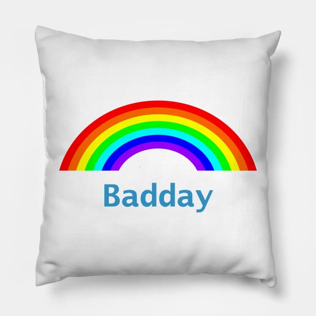 Bad Day Rainbow Pillow by ellenhenryart