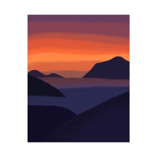 Sunset Sky Colors with Dark Mountains T-Shirt