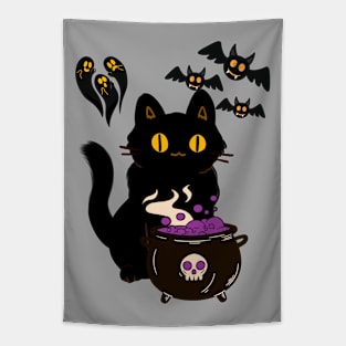 Happy Halloween Cute Black Cat Tapestry