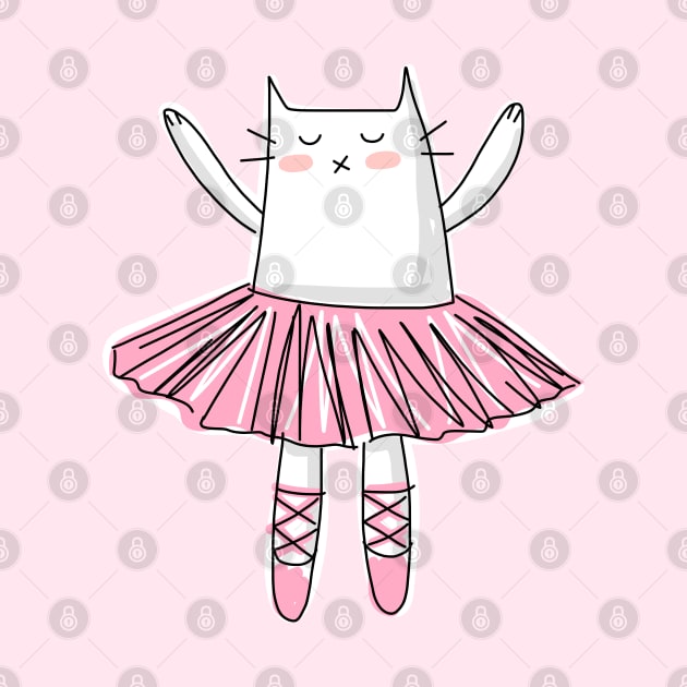 Pink Ballerina Cat by HappyCatPrints