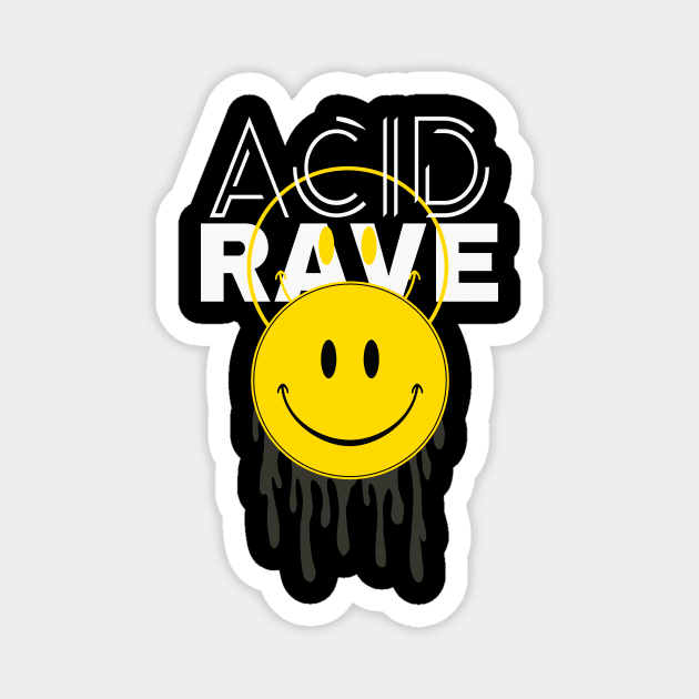 Acid Rave Smile Face Techno House Trance EDM Magnet by Foxxy Merch